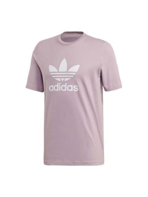 adidas Men's adidas originals Chest Logo Sports Short Sleeve Pink Purple Gray T-Shirt ED4714