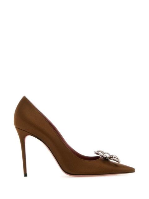 Amina Muaddi Amina Muaddi Woman Brown Satin Rosie Pumps