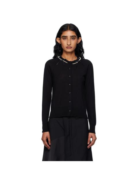 Black Pearl & Chain Bow Cardigan
