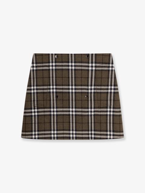Burberry Burberry Virgin Wool Skirt With Burberry Check Print