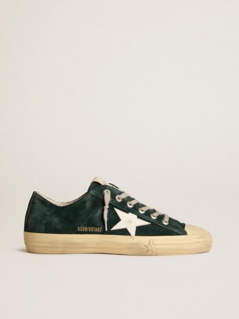 Golden Goose V-Star in forest-green suede with white leather star