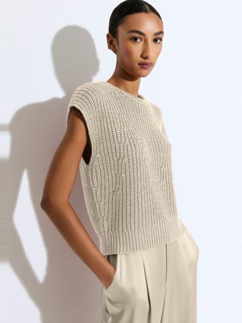 LAPOINTE Silk Yarn Sleeveless Crop Sweater