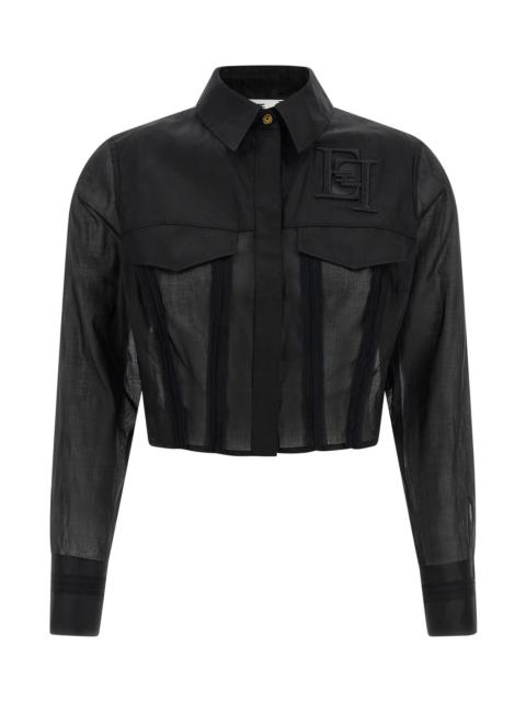 ELISABETTA FRANCHI Logo embroidery maxi crop shirt