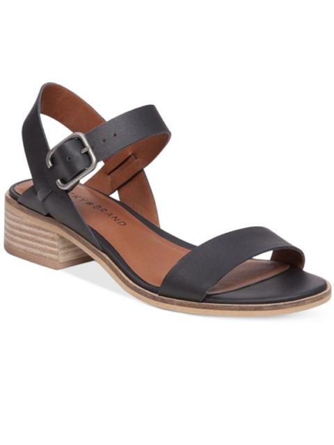 Other Designers Lucky Brand Toni Block Heel Black Leather Ankle Strap Sandal 8M Euro 38