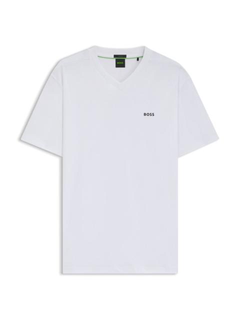 BOSS STRETCH-COTTON REGULAR-FIT T-SHIRT WITH CONTRAST LOGO