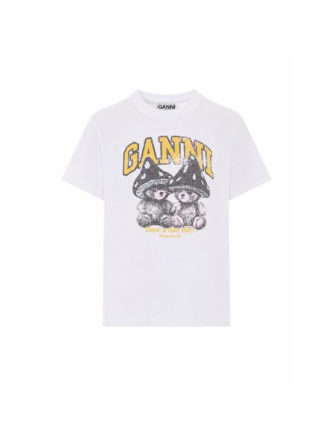 GANNI Ganni Women T-Shirt With Logo And Teddy Mushroom Print