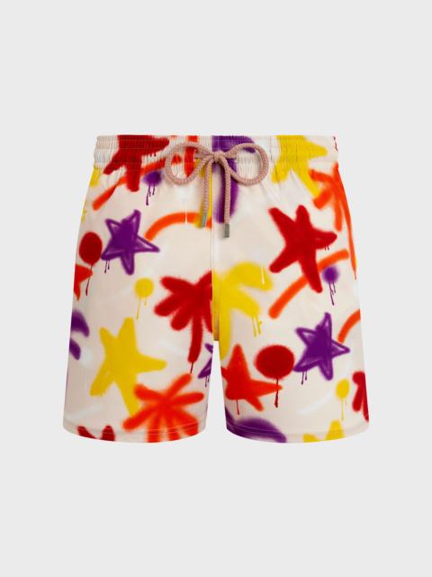 Vilebrequin Men Stretch Short Swim Shorts Spray Paint - VBQ x Palm Angels