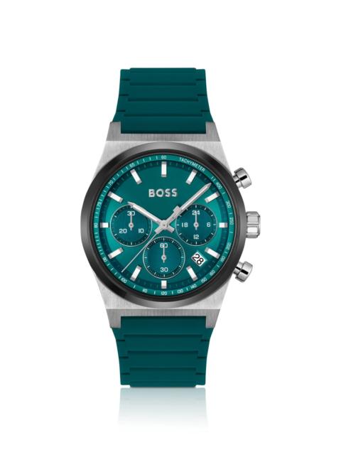 BOSS SILICONE-STRAP CHRONOGRAPH WATCH WITH GREEN DIAL