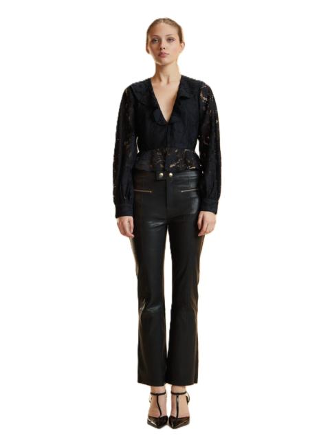 CYNTHIA ROWLEY Cynthia Rowley V Neck Lace Blouse in Black at Nordstrom