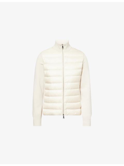 Moncler Logo-Badge Padded Zip Wool and Nylon Cardigan