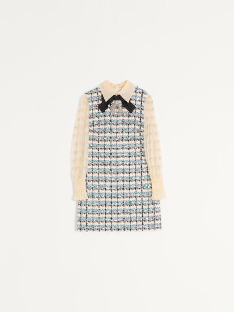 Valentino TWEED PAILLETTES EMBROIDERED SHORT DRESS