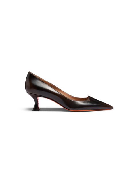 Santoni Women's dark brown leather mid-heel pump