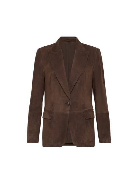 Brunello Cucinelli Brunello Cucinelli Suede blazer in Rust Brown at Nordstrom
