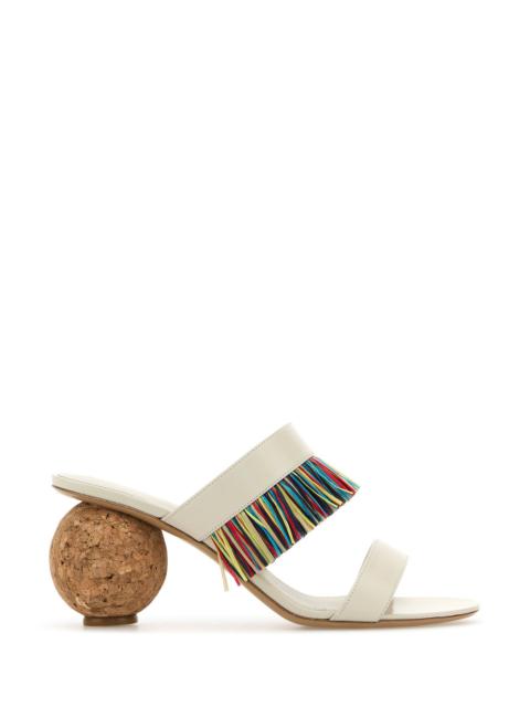 FERRAGAMO Ivory leather mules