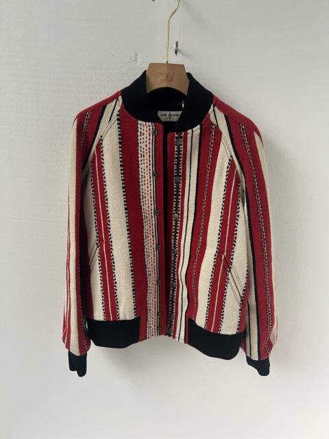 SAINT LAURENT Saint Laurent YSL Red and White Color-Block Baseball Jacket