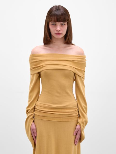 AYA MUSE Rylin Saffron Draped Silk Blouse