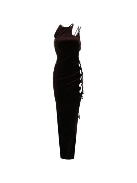 Monse lace-up detailind velvet maxi dress