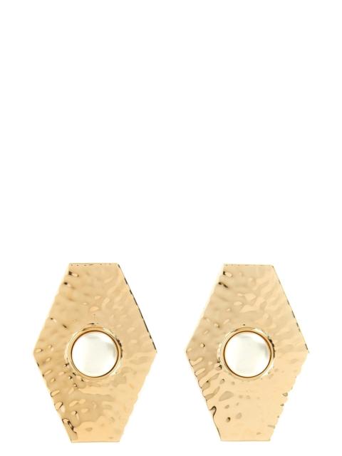 self-portrait 'Large Hammered Gold Pearl' earrings