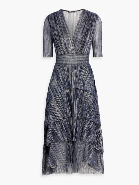 maje Tiered lamé midi dress