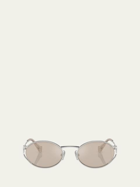 Miu Miu Logo Metal Oval Sunglasses