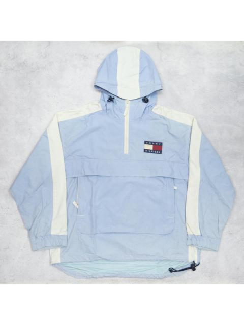 Other Designers Vintage - TOMMY HILFIGER Mini Logo Windbreaker Hoodie Halfzip Jacket