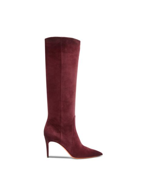 Santoni Women's burgundy suede high-heel boot