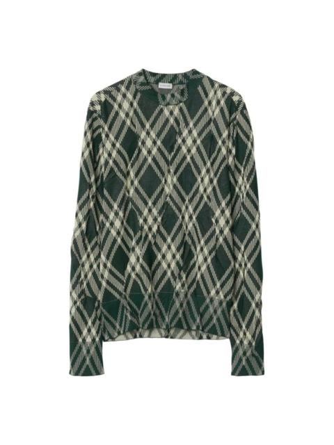 Burberry Burberry Check Cotton Blend Crinkled Sweater