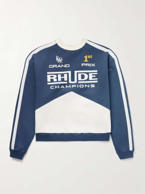 Champions Grosgrain-Trimmed Logo-Print Cotton-Jersey Sweatshirt