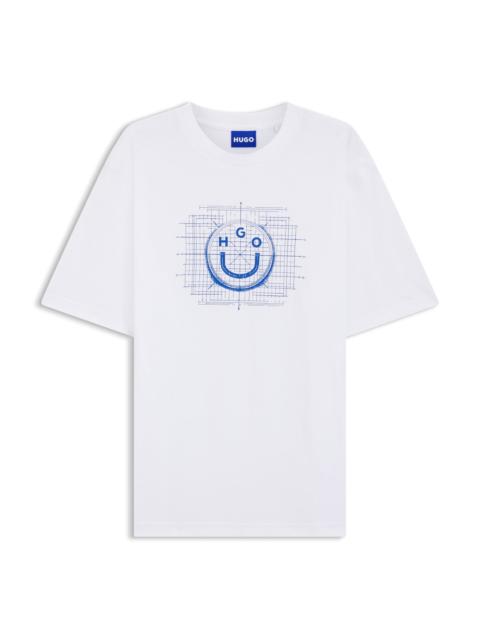 HUGO LOGO-ARTWORK T-SHIRT IN COTTON JERSEY