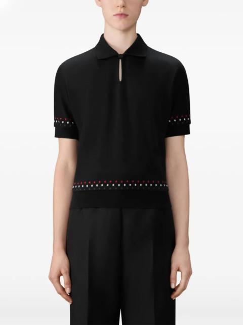 Thom Browne THOM BROWNE - Women Stars & Snowflake Embroidery Short Sleeve Dolman Keyhole Polo Shirt