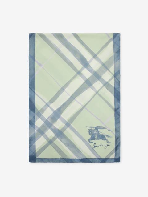 Burberry Wide Watercolour Check Silk Scarf