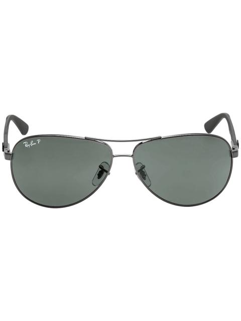 Ray-Ban Ray Ban Carbon Fibre Polarized Green Classic G-15 Pilot Men's Sunglasses RB8313 004/N5 61