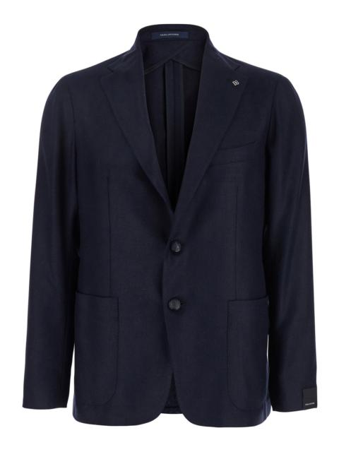 TAGLIATORE - Tagliatore Men 'Montecarlo' Blue Single-Breasted Jacket With Notched Revers In Silk Man