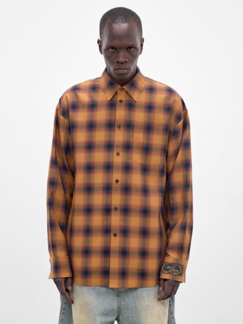 We11done Camel Plaid Rayon Button-Up Shirt