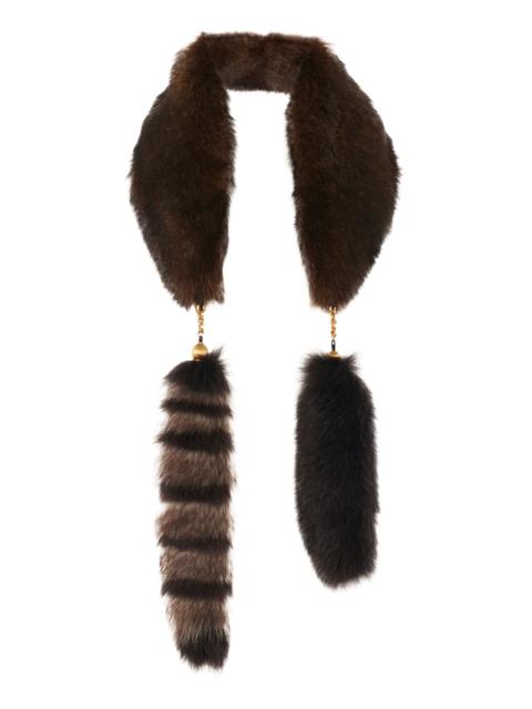 Chloé Treasure Tails Lambskin Shearling Scarf brown
