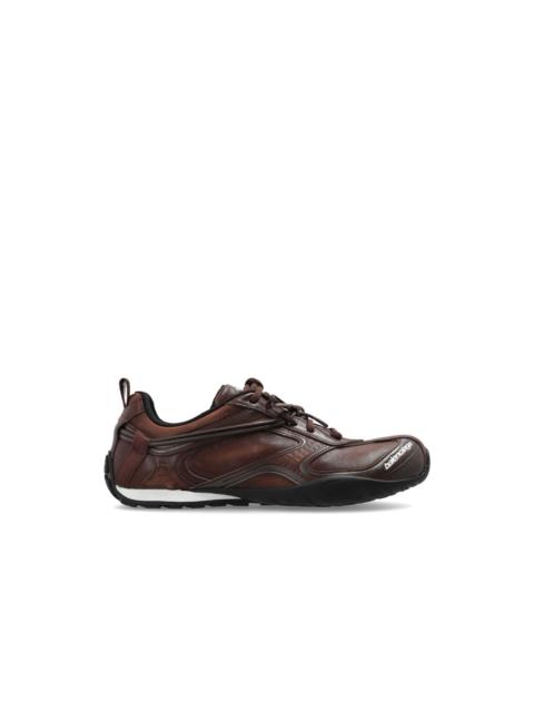 BALENCIAGA BALENCIAGA $1090 Radar Brown Black Leather Sneakers New & Au