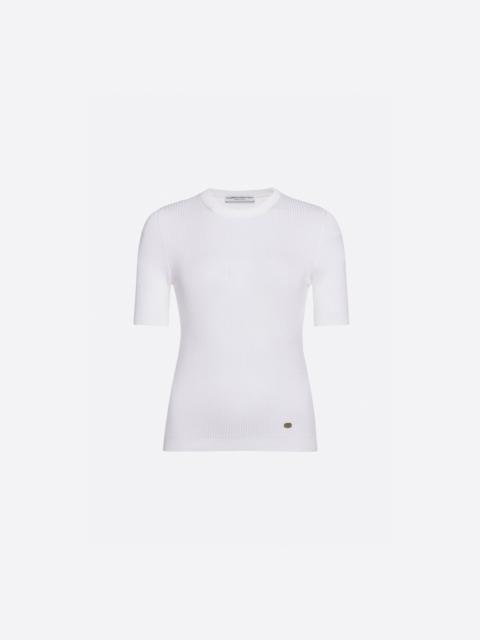 Alessandra Rich SILK T-SHIRT WITH PENDANT