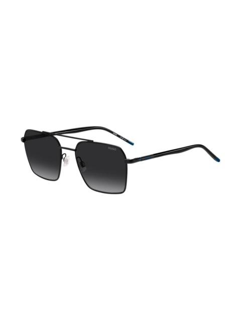 HUGO DOUBLE-BRIDGE SUNGLASSES IN BLACK AND BLUE
