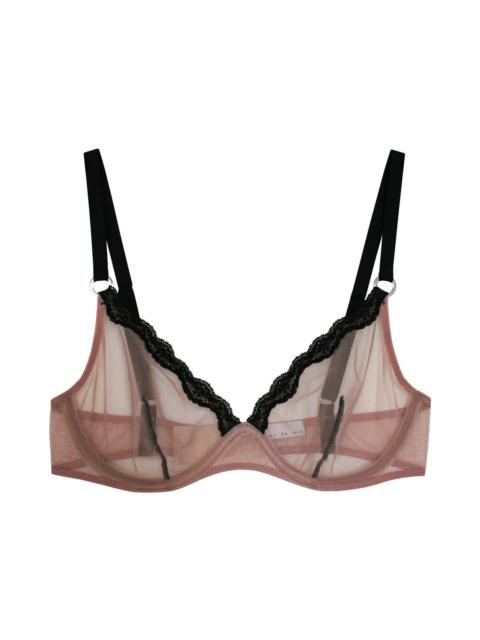 Fleur du Mal Fleur Du Mal Sheer Tulle Demi Bra in Petal at Nordstrom