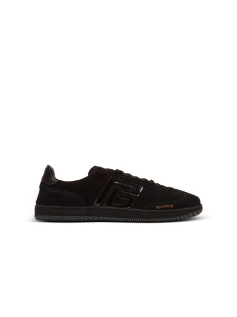 Balmain Balmain Swan suede and patent leather sneakers