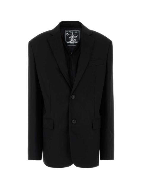 Other Designers Y Project Women Black Stretch Jersey Oversize Blazer