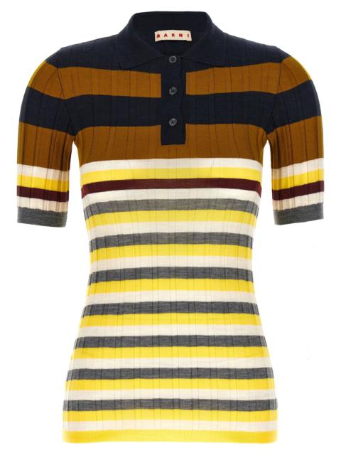 Marni Ribbed Wool Shirt Polo Multicolor