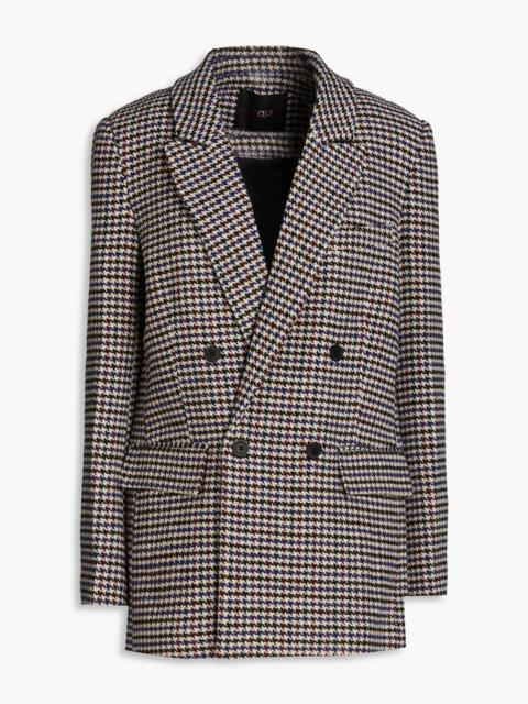 maje Double-breasted houndstooth wool-blend tweed blazer