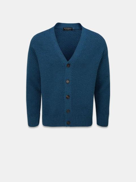GLOVERALL Men's Moss Stitch Cardigan Petrol