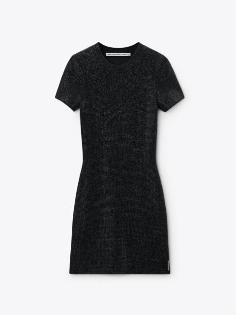 Alexander Wang Black Wool-Blend Hotfix Dress