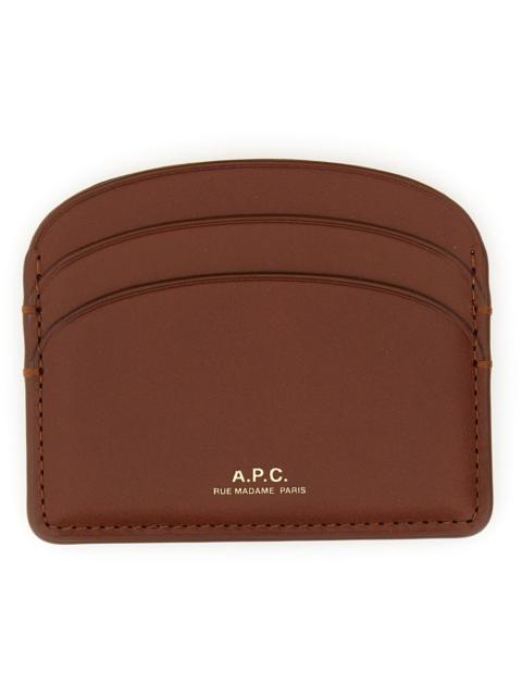 A.P.C. DEMI LUNE CARD HOLDER IN BRUSHED LEATHER