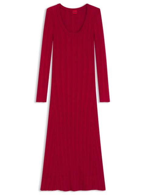 HUGO SLIM-FIT MIDI DRESS IN RIBBED CREPE FABRIC