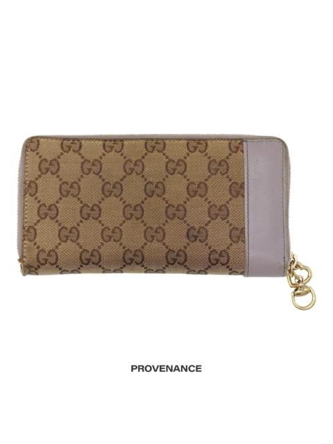 GUCCI Gucci Horsebit Heart Zip Long Wallet  - GG Canvas Lavender