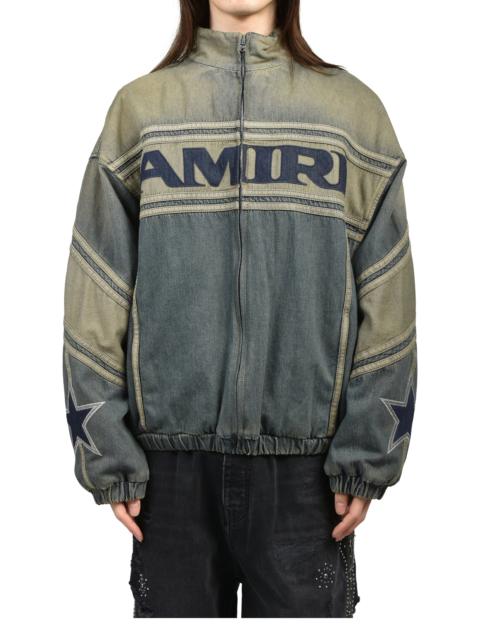 AMIRI AMIRI SPORT DENIM TRACK JACKET / WORN SLATE