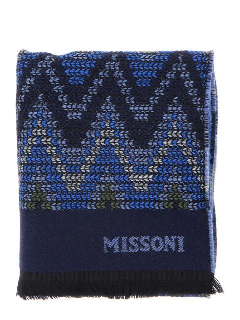 Missoni Missoni Men Scarf With Elegant Design In 100% Blue Wool Unisex